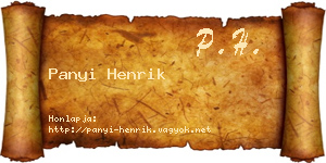 Panyi Henrik névjegykártya